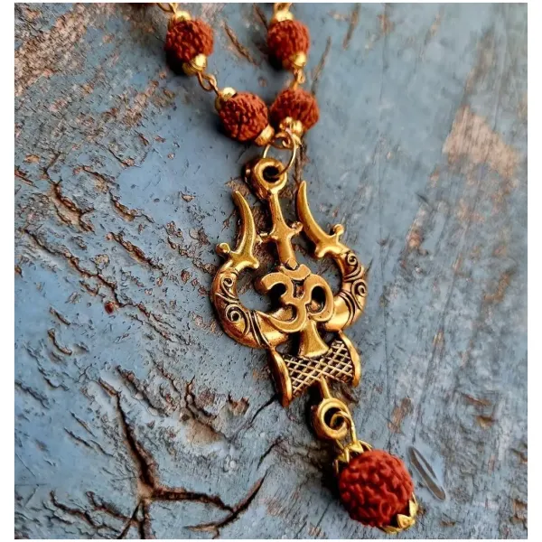 Gleaming Men's Gold Plated Rudraksha Chains - Image 2