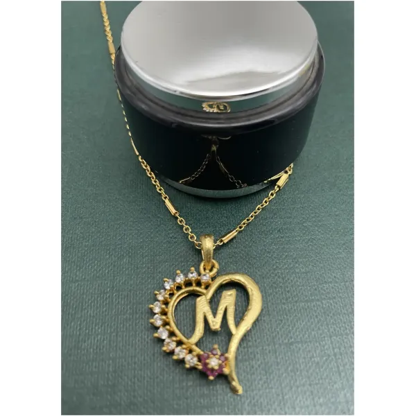 Ethnic Alloy Alphabet Pendant With Gold Plated Chain