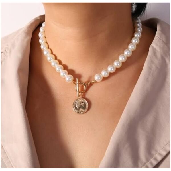 Avr Jewels Pearl Coin Chain Necklace For Women - Image 3