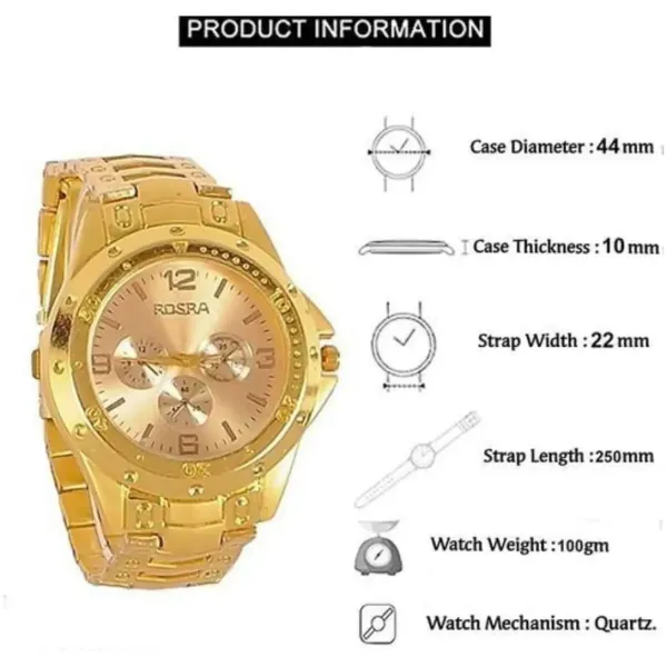 Men's Golden Stainless Steel Watches - Image 2