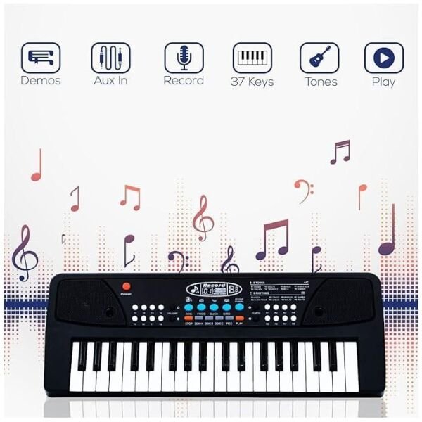 37 Keys Piano Keyboard Toy With Microphone, Usb Power Cable & Sound Recording Function Analog Portable Keyboard - Image 2