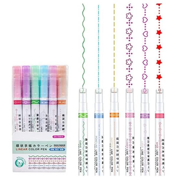 Stamp Pen Liner Pen Roller Type 6 Design And Pack Of 6 Color 6