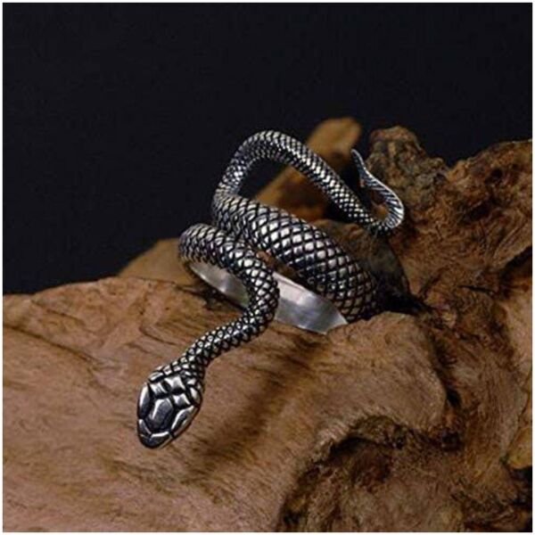 Silver and Black Color Snake Ring For Women and Girls - Image 3