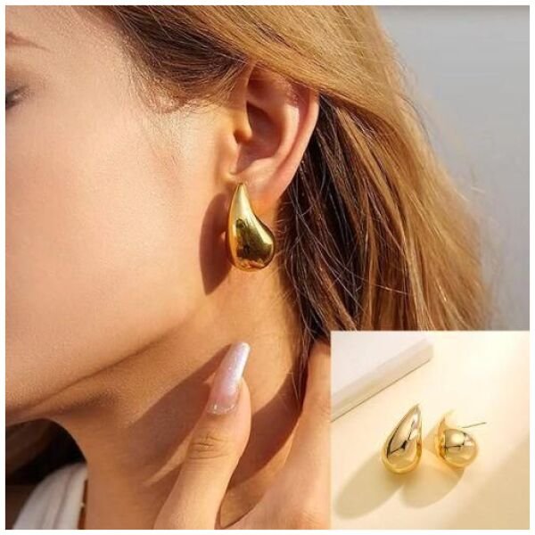 Sparkle Your Way Bottega Inspired Celebrity Style Teardrop Gold Earrings For Girls And Women