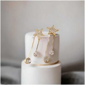 Avr Jewels Gold Plated Korean Shining Star Stud Earrings For Women And Girls