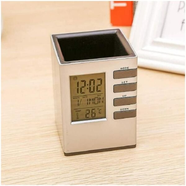 Pen Holder With Lcd Display Digital Alarm Clock - Image 3