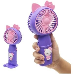 Portable Handheld Fan With Light And 2 Speed Mode, Battery Operated Fan With Base Stand Usb Charger