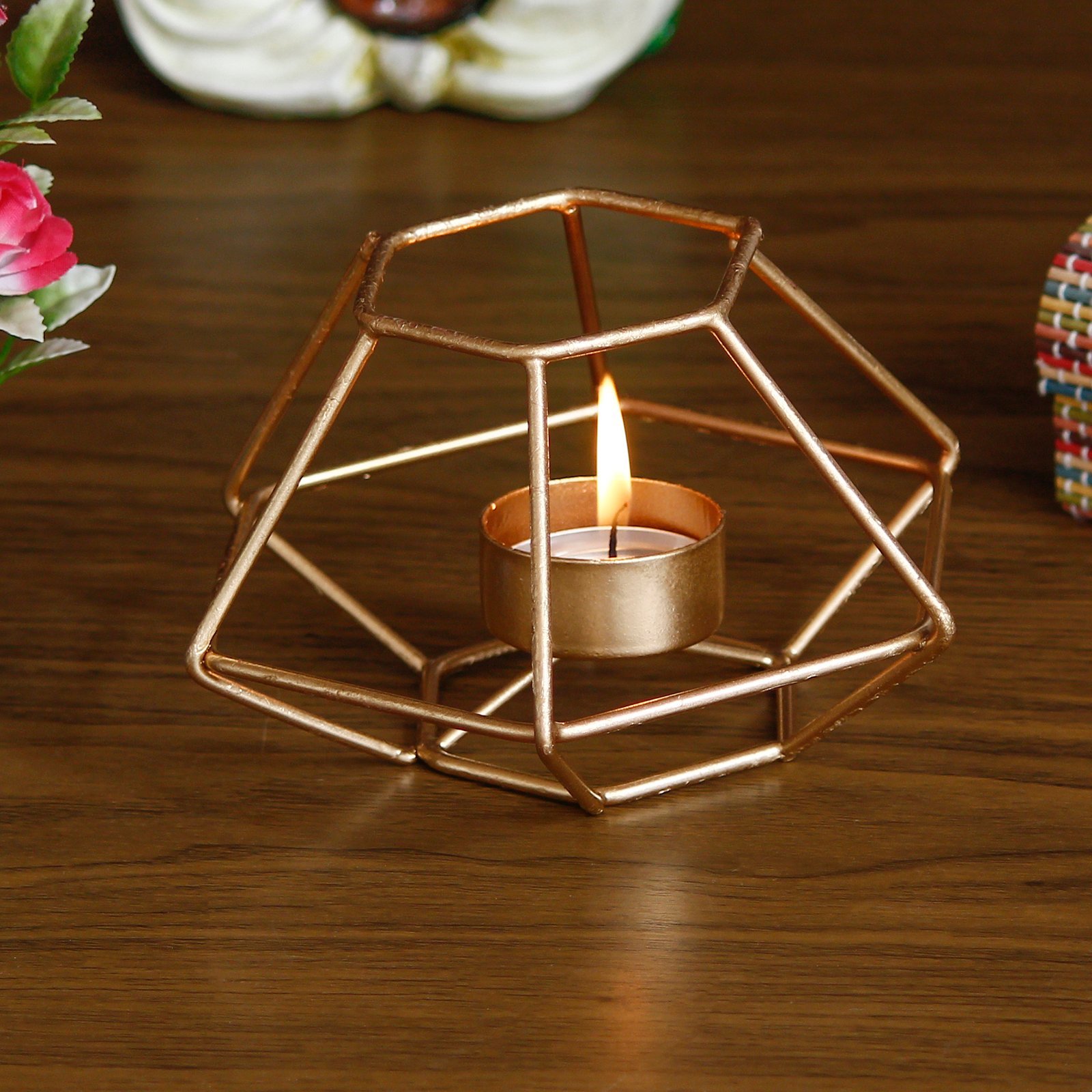 Ecraftindia Decorative Handcrafted Metal Tea Light Holder - Image 2
