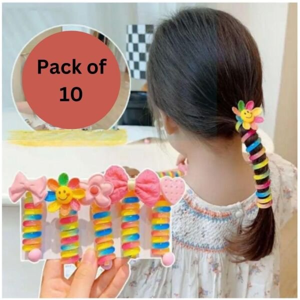 Girl Curly Bands Ponytail Holder Colorful Elastic Spiral Hair Bands For Kids (10pcs) - Image 2