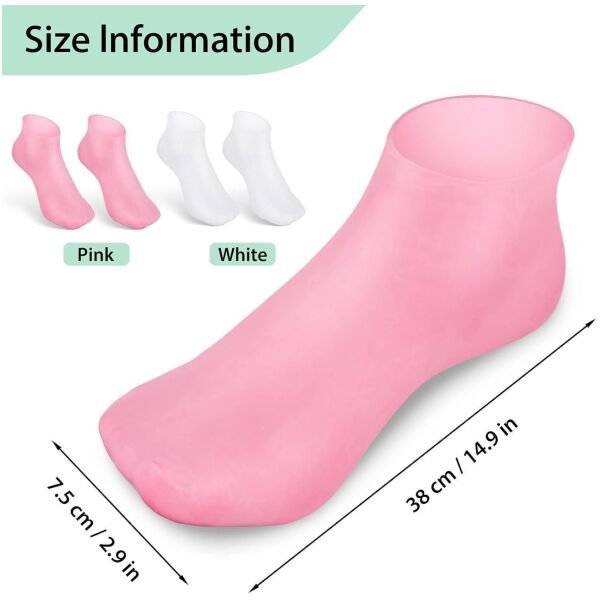 Silicone Moisturizing Socks Anti Slip Aloe Socks For Dry Cracked Feet Women (Pack Of 2 Pair) - Image 2