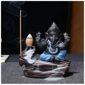 Handcrafted Meditation Monk Ganesha Smoke Backflow Cone Incense Holder