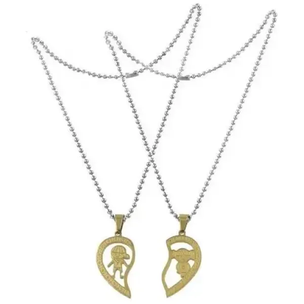 Stainless Steel Heart Shape Girl & Boy Valentine Locket With Chain For Couple - Image 2