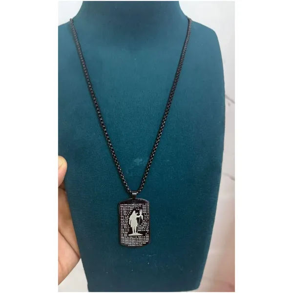 Om Namah Shivay MicroCarved Tag Pendent with Chain - Image 3
