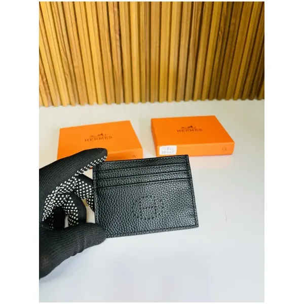Hermes Full Black Card Holder Wallet With Box For Men (SW984)