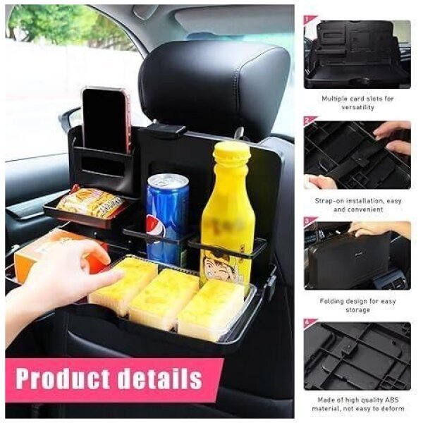 Car Travel Foldable Dining Food Tray (Pack Of 2) - Image 2