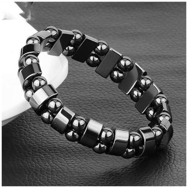 Bd Magnetic Sugar Control Bracelet Unisex Stylish Health Care Magnetic Black Stone Therapy Bracelet