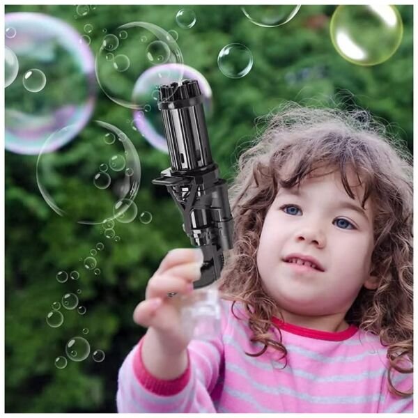 Bubble Gun 8 Hole Automatic Gatling Bubble Gun Blower Maker With 3 Batteries And Bubble Water(assorted Color) - Image 2