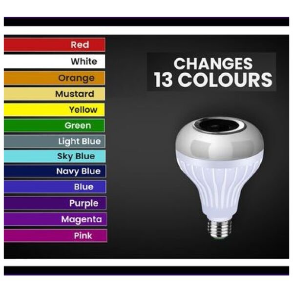 Colour Changing Led Bulb With Bluetooth Speaker & Remote - Image 2