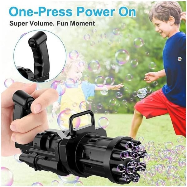 Bubble Gun 8 Hole Automatic Gatling Bubble Gun Blower Maker With 3 Batteries And Bubble Water(assorted Color) - Image 3
