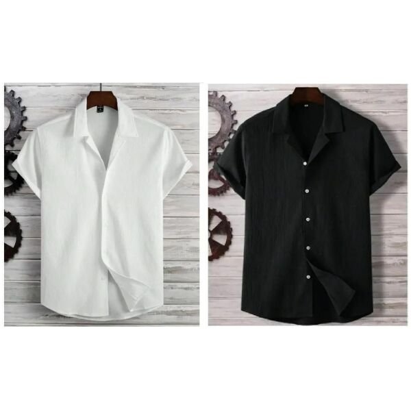 Mens Ice Silk Quick-Drying Shirt Combo of 2