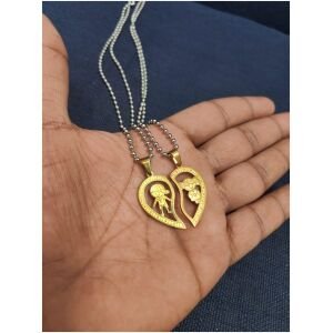 Stainless Steel Heart Shape Girl & Boy Valentine Locket With Chain For Couple