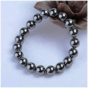 Natural Round Beads Magnetic Hematite Crystal Stone 8mm Bracelet (Pack Of 2)