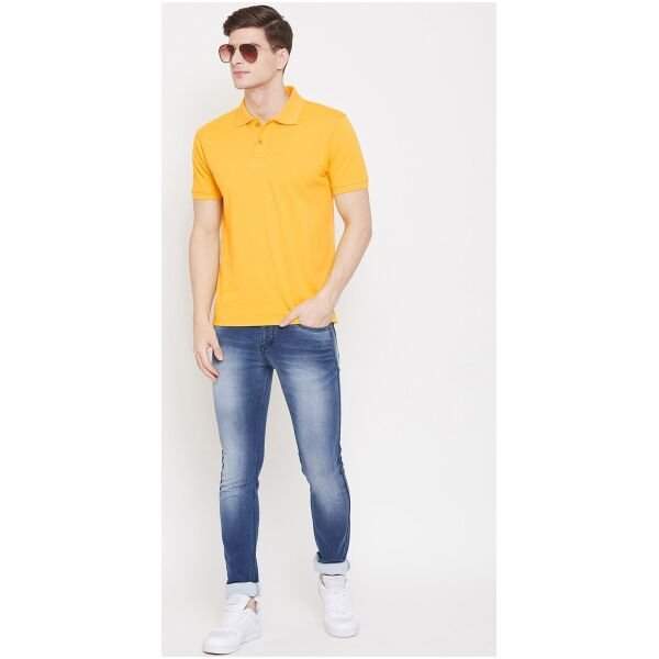 Cotton Blend Solid Half Sleeves Mens Polo T-Shirt - Image 3