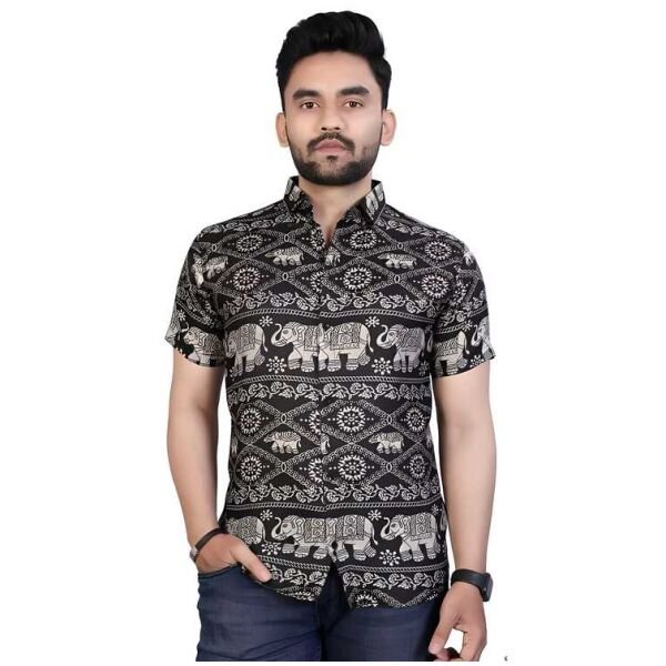 Rayon Printed Half Sleeves Regular Fit Mens Casual Shirt