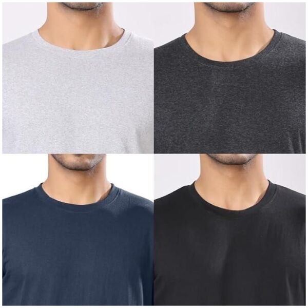 Mens Polycotton Solid Round Neck T-shirts (Pack of 4) - Image 2