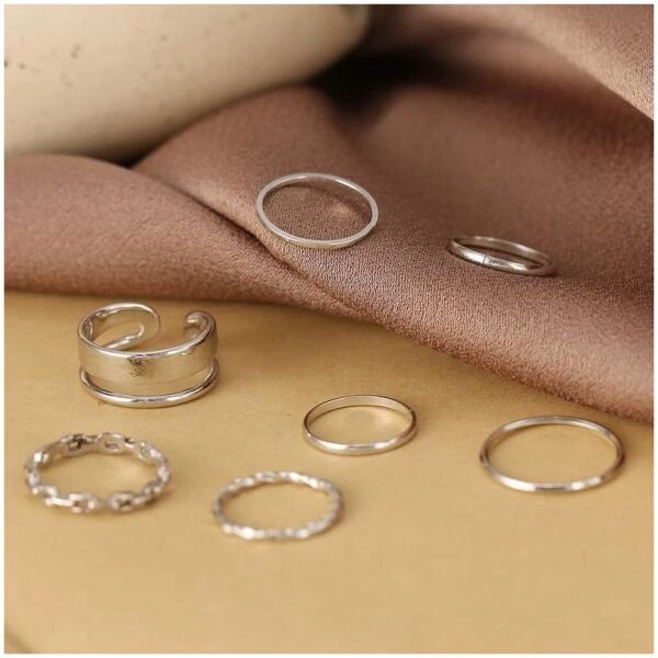 Silver Plated Trending Ring Set For Women (7 Pcs) - Image 2