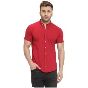 Cotton Blend Solid Half Sleeves Casual Shirt