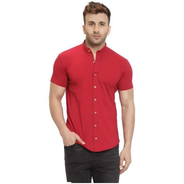 Cotton Blend Solid Half Sleeves Casual Shirt