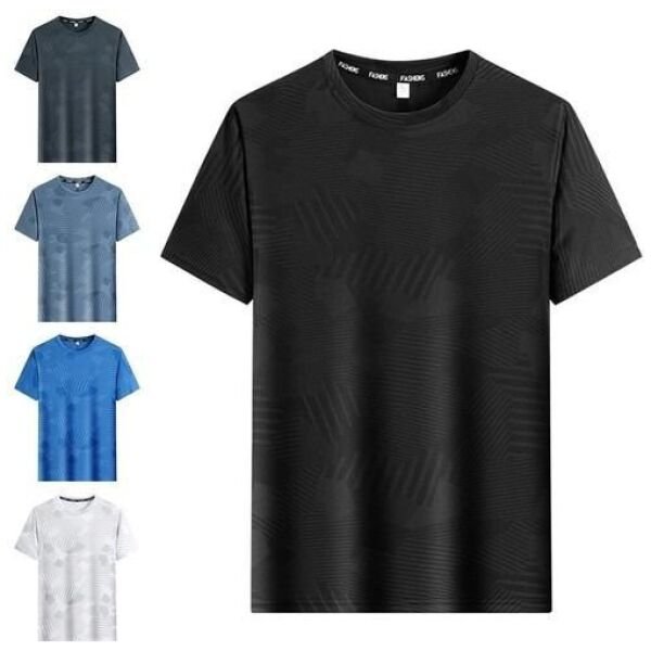 Mens Round Neck Polyester Casual T-shirt (Pack of 4)