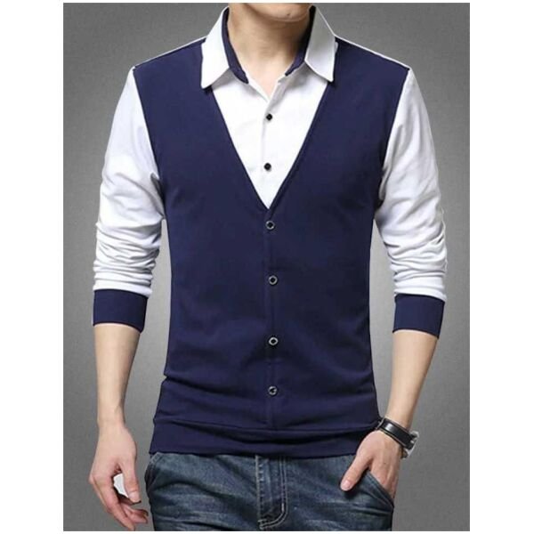 Cotton Blend Color Block Full Sleeves Slim Fit Casual Shirts (Copy)