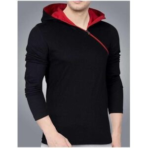 Cotton Blend Solid Full Sleeves Hooded T-Shirt (Copy)