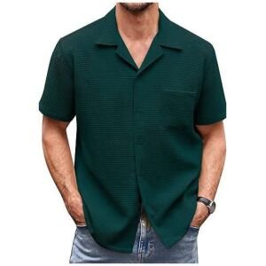 Mens Knit Stylish Half Sleeve Shirt Green