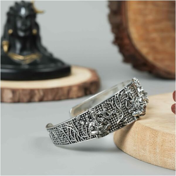 Mens Oxidised Silver Mahakal Bracelet