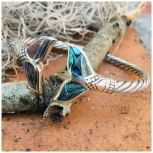Abalone Shell Mermaid Tail Bangle Bracelet