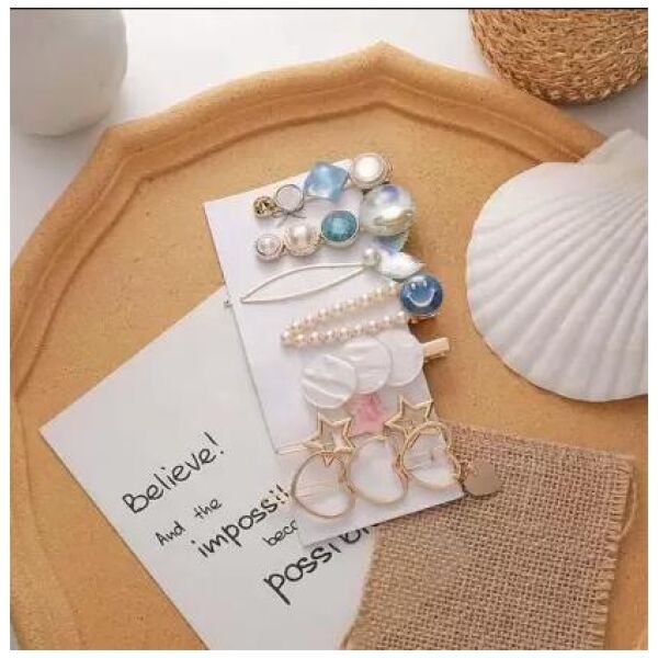 Gracious Pearl Gold Plated Hairclip Jewellery For Women Hair Pin (Blue) - Image 3
