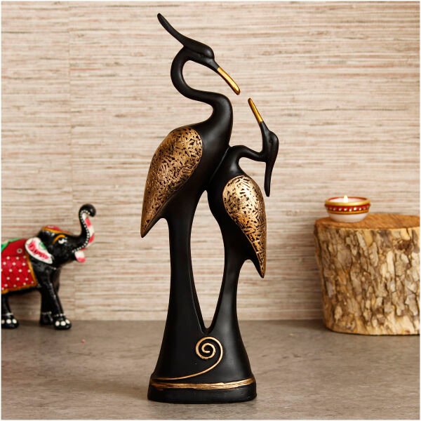 CraftIndia Black Loving Swan Couple Handcrafted Polyresin Decorative Showpiece - Image 2