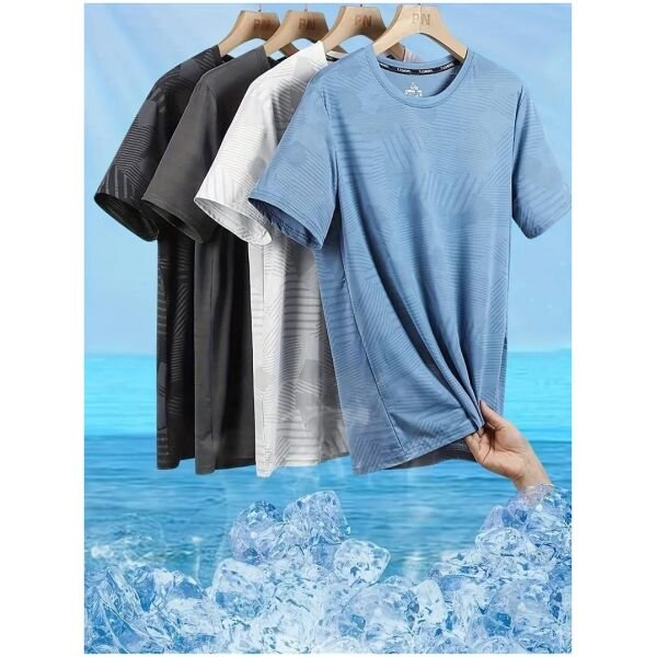 Mens Round Neck Polyester Casual T-shirt (Pack of 4) - Image 2