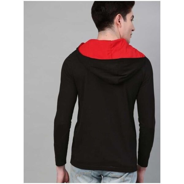 Cotton Blend Solid Full Sleeves Hooded T-Shirt (Copy) - Image 3