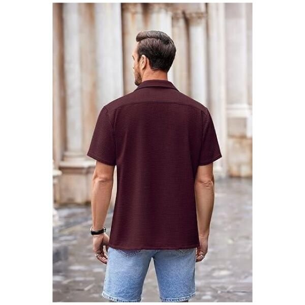 Mens Knit Stylish Half Sleeve Shirt Purple - Image 4