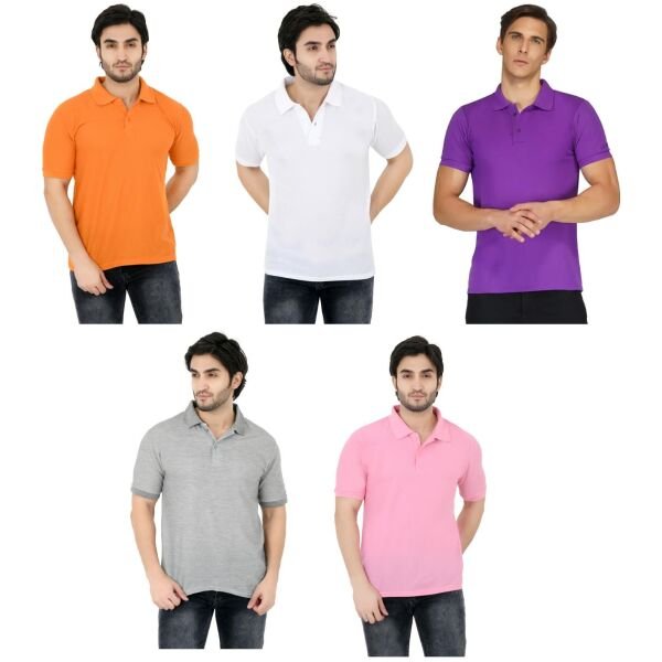 Mens Pack Of 5 Half Sleeves Polo Neck T-shirt