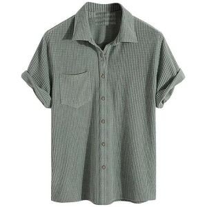 Mens Knit Stylish Half Sleeve Shirt Olive