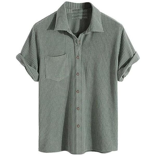 Mens Knit Stylish Half Sleeve Shirt Olive
