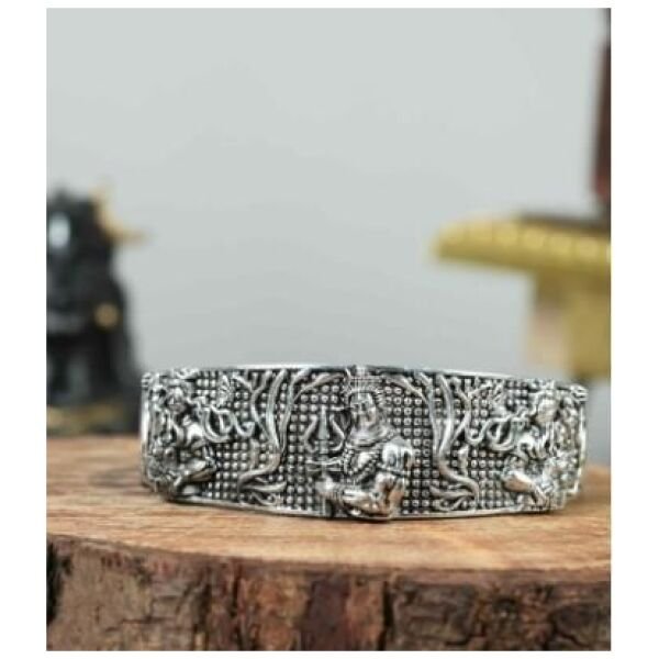 Mens Oxidised Silver Mahakal Bracelet - Image 2