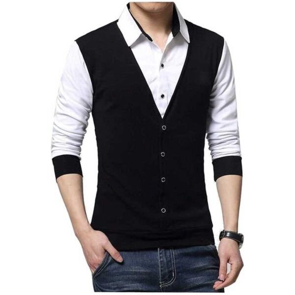 Cotton Blend Color Block Full Sleeves Slim Fit Casual Shirts