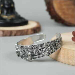 Mens Oxidised Silver Mahakal Bracelet