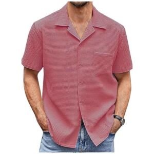 Mens Knit Stylish Half Sleeve Shirt Pink